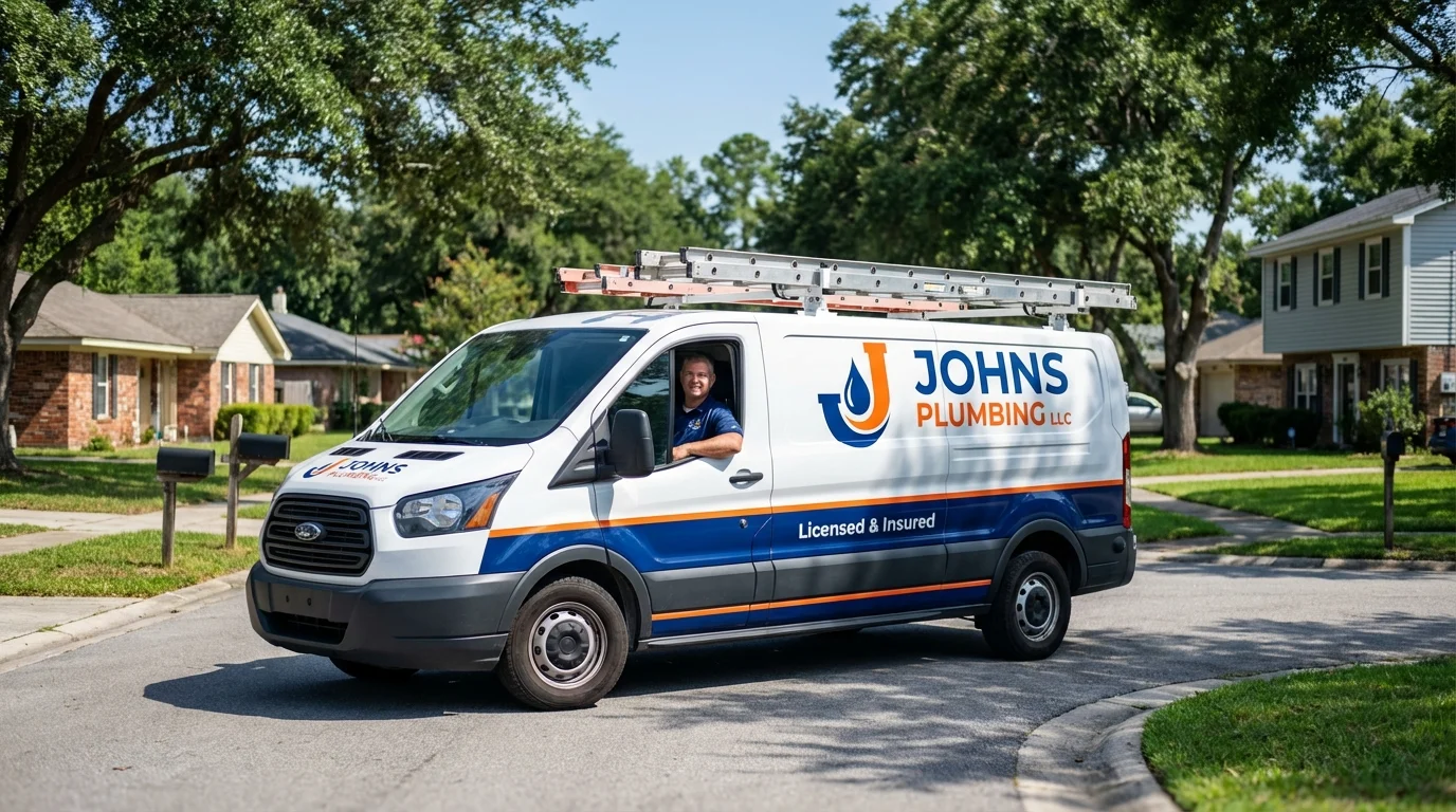 Johns Plumbing LLC service van in Ruidoso Downs, NM