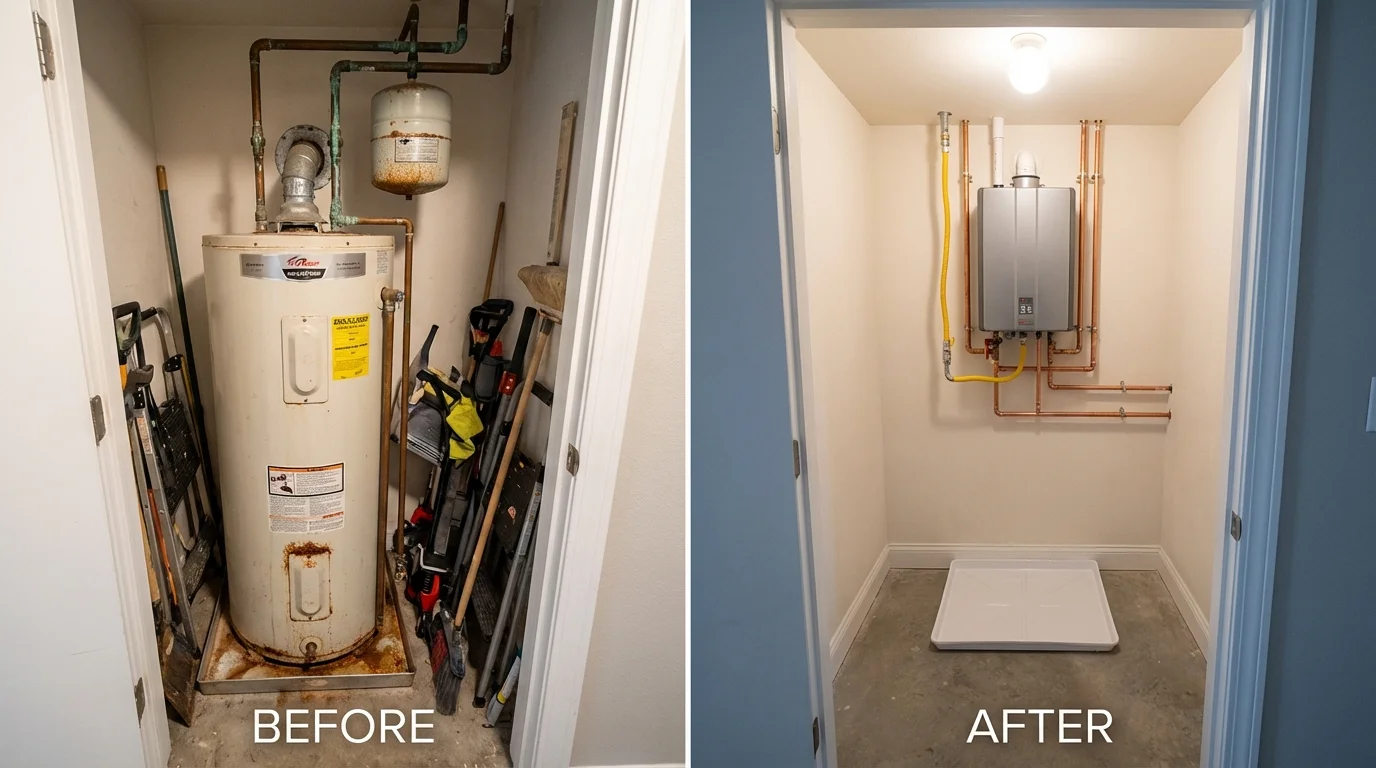 Tank water heater versus wall-mounted tankless unit comparison for Ruidoso Downs, NM homeowners
